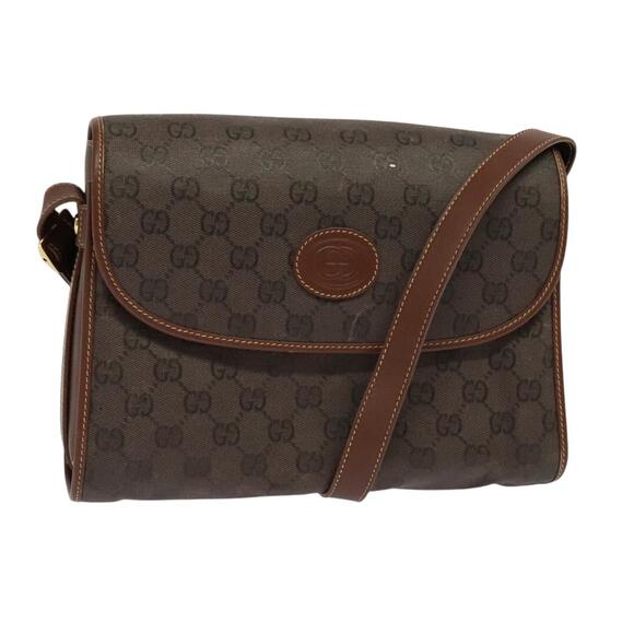 GUCCI GG Canvas Shoulder Bag Brown Gold 001 14 001 14 - Picture 1 of 16